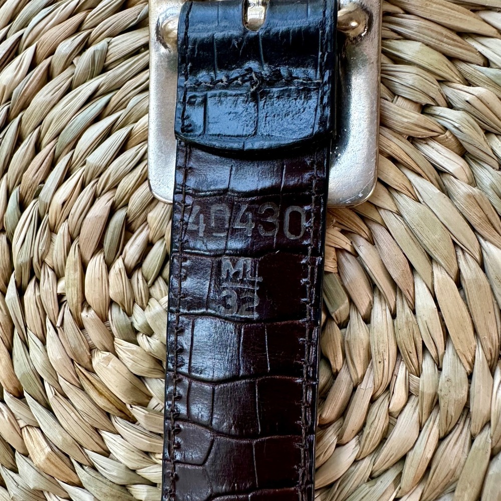 Brighton Womens Croc Embossed Leather Western Belt Brown Silver Buckle 40430 32 - Picture 4 of 8